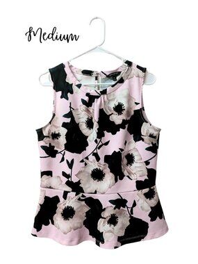 Banana Republic Floral Sleeveless Blouse Pink Black Size M